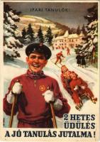 Ipari Tanulók! 2 Hetes üdülés a jó tanulás jutalma! Jó munkájuk jutalmaként így üdülnek hazánkban az ipari tanulók. Magyar szocialista propaganda, téli sport / Hungarian Socialist propaganda, winter sport (EK)