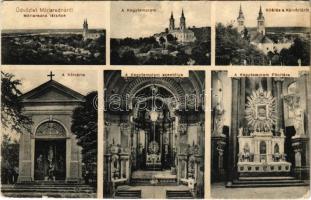 Máriaradna, Radna (Lippa, Lipova); látkép, kegytemplom, kálvária, szentély, főoltár / pilgrimage church, calvary, altar (Rb)