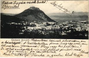 1904 Déva, látkép, vár. Kroll Gyula kiadása / castle, general view (ázott / wet damage)