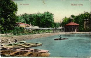 1913 Buziásfürdő, Baile Buzias; Szent Antal tó / lake, promenade (EK)