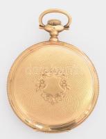 14K arany (Au) Illinois Watch Co nyitott zsebóra. Dupla arany fedél. Jelzett tok, szerkezet. szép sz...