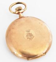 14K arany (Au) Sureté zárt zsebóra. Dupla arany fedél. Jelzett tok, szerkezet. szép számlap d: 50 mm