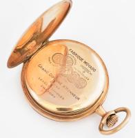 14K arany (Au) Sureté zárt zsebóra. Dupla arany fedél. Jelzett tok, szerkezet. szép számlap d: 50 mm