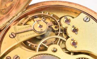 14K arany (Au) Sureté zárt zsebóra. Dupla arany fedél. Jelzett tok, szerkezet. szép számlap d: 50 mm