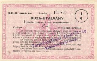 1944. "Buza-utalvány" 1 métermázsa vásárlására T:I