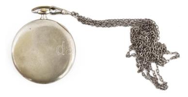 IWC Schaffhausen fém tokos zsebóra, jelzett számlap, másodperc segédkörrel, nem működik, kopott muta...