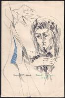 Fekete Zsolt (1935-2016): Jézus, 1975. Vegyes technika, papír, jelzett, lap széle kissé sérült, 34,5x22,5 cm