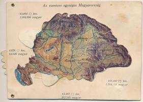 Az ezeréves egységes Magyarország - mechanikus térképes irredenta lap - hiányzó Burgenland. Magyar Asszonyok Nemzeti Szövetsége kiadása, Corvin Áruház Budapest ajándéka / Map of Hungary, Irredenta mechanical postcard. Published by the Hungarian Women's National Association - Burgenland is missing (r)