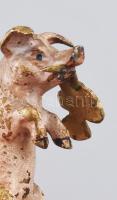 Antik festett bronz lóherét tartó malac figura. Jelzés nélkül, kopott, m: 5,5 cm