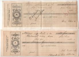 Nagykőrös 1877-1894. 5db klf kitöltött váltó bélyegzésekkel T:F