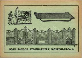 Szombathely, Góth Sándor lakatos és sodronyáru gyártó reklámlapja. Kőszegi utca 9. (EK)