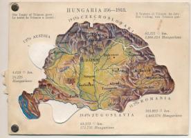 Hungaria 896-1918 - mechanikus térképes irredenta lap / Map of Hungary, Irredenta mechanical postcard. Published by the Hungarian Women&#039;s National Association. Fecit: Emich