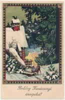 Boldog Karácsonyi ünnepeket! Dombornyomott / Christmas greeting. Erika Nr. 5067. Embossed litho