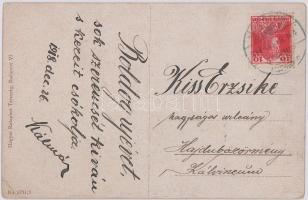 1918 Újévi üdvözlet! Magyar népviselet / New Year greeting, Hungarian folklore (EB)