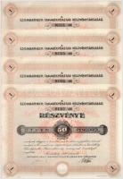 1938. Szombathely "Szombathelyi Takarékpénztár Részvénytársaság" részvénye 50P-ről, szelvényekkel, szárazpecséttel (4x) sorszámkövetők T:AU fo.
