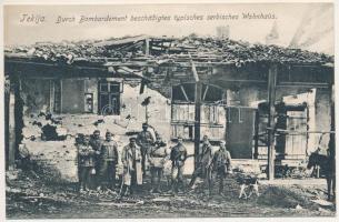 Tekija (Kladovo), Durch Bombardement beschädigtes typisches serbisches Wohnhaus / WWI Austro-Hungarian K.u.K. military, typical Serbian house damaged by bombing