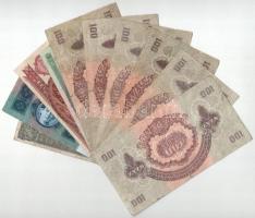 10db-os vegyes korona, pengő, forint bankjegy tétel, közte 1944. 100P "A Vöröshadsereg parancsn...