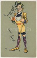 1908 Hegymászó humor / Mountain climber, sport humour. P.F. Serie Carricaturen litho (EK)