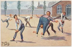 1912 Gimnasztika / Gymnastics, sport humour. T.S.N. Serie 1912. s: Arthur Thiele