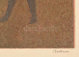 Bokros László (1928-2017): "Naplemente". Szitanyomat, glitter (?), papír, jelzett, számozo...