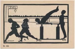 Ziel / Gimnasztika - sziluettes lap / Gymnastics, sport silhouette. Otto Meier Nr. 305. s: Schacht