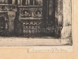 id. Imre István (1918-1983): Kislány a Halászbástyánál. Rézkarc, papír. Jelzett. paszpartuban. 29x38...