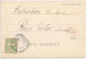 Máramarossziget, Sighetu Marmatiei; Üdvözlet Máramarosból. Román népmulatság. Berger Miksa kiadása /...