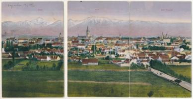 1917 Nagyszeben, Hermannstadt, Sibiu; Negoi, Surul, Roter Turnpass. 3-részes kinyitható panorámalap. Jos. Drotleff 548. 1917. / 3-tiled folding panoramacard (b)