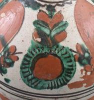 Avasvámfalui szenteltvizes kancsó. Mázas cserép, jelzett. XX. sz közepe. kis kopással 29 cm