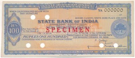 India DN 100R State Bank of India SPECIMEN utazási csekk T:AU India ND 100 Rupees Standard Bank SPECIMEN travellers cheque C:AU