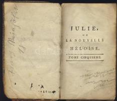 1781 Par J. J. Rousseau: La nouvella Héloise francia nyelvű könyv londoni nyomással és 2db metszettel / 1781 Par J. J. Rousseau: La nouvella Héloise in french language with 2 engravings (London)