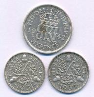Nagy-Britannia 1931-1935. 3p Ag "V. György" (2xklf) + 1942. 6p Ag "VI. György" T...