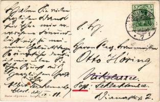 1911 Téli sport művészlap, síelő baleset, síugrás / Winter sport art postcard, ski accident, ski jum...