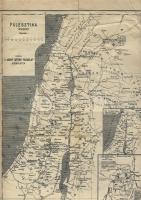 Régi Palesztina térképe a Szent István társulat kiadásában. A térkép jobb oldalán külön rajzon kiemelték a törzsek elhelyezkedését (28 x 22cm)