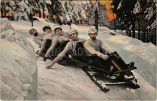 1910 Téli sport, bobszánkó / Winter sport, bobsleigh. T. Co. 2052 (EB)