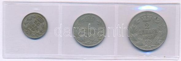 Szerb-Horvát-Szlovén Királyság 1925. 50p Cu-Ni + 1D Cu-Ni + 2D Cu-Ni "I. Alexander" T:VF 
...