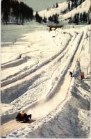 1909 St. Moritz, Cresta run. Wintersport / Winter Sport in Sankt Moritz, ice skeleton racing toboggan track, sliding. Whrli A.-G. 39712 (EK)