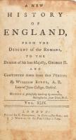 Rider, William: A new history of England, from the descent of the Romans, to the demise of his late Majesty, George II. 49-50. kötetek, egybe kötve London 1761-1763. Crowder. Korabeli aranyozott, sérült egészbőr kötésben egy szakadt térképmelléklettel