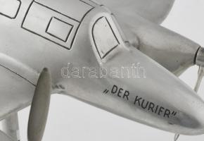 Ago Ao 192 Kurier 1930-as évekbeli repülőgép nagyméretű fém makettje, tartón, sérüléssel, 67x48x30 c...