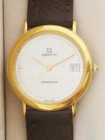 Zenith Cosmopolitan női karóra. Kvarc szerkezet, Svájc, 20. sz. második fele, aranyozott acél óratok...