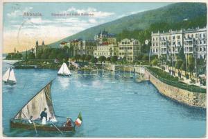 1911 Abbazia, Opatija; Südstrand mit Hotel Bellevue (fl)