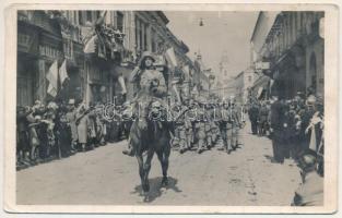 1940 Szatmárnémeti, Satu Mare; bevonulás / entry of the Hungarian troops + "1940 Szatmárnémeti visszatért" So. Stpl (EK)