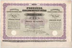 1926. Budapest "Fonciére Általános Biztosító-Intézet" részvénye 50P-ről, szárazpecséttel, vízjeles papíron + Budapest 1941. "Hangya Termelő-Értékesítő és Fogyasztási Szövetkezet" üzletrésze 500P-ről, vízjeles papíron, szelvényekkel, szárazpecséttel T:XF,AU