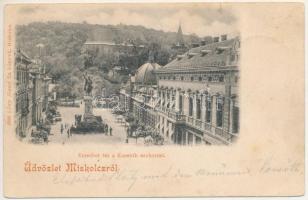 1899 (Vorläufer) Miskolc, Erzsébet tér, Kossuth szobor. Lövy József fia kiadása (fl)