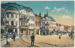 1917 Miskolc, Széchenyi tér, Havas Arthur és Társai üzlete. Vasúti levelezőlapárusítás 59. sz. 1916. (EK)