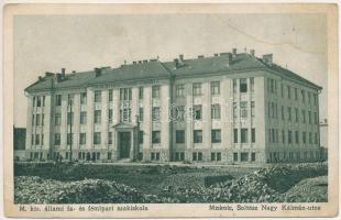 Miskolc, Soltész Nagy Kálmán utca, M. kir. állami fa- és fémipari szakiskola. Grünwald Ignác kiadása (EB)