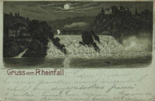 Neuhausen am Rheinfall at night litho (Rb)