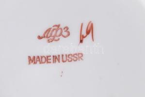 Lomonosov virágmintás teás készlet. Jelzett, kézzel festett, teljes, kopással