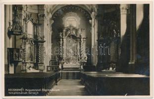 1930 Kecskemét, Kegyesrendi főgimnázium templomának belseje. Burián Lajos kiadása (EK)