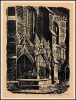 Stanislaw Raczynski (1890-1955): Krakkó (Kraków), 2 db linómetszet, papír, jelzett, 22x16 cm (lapmér...